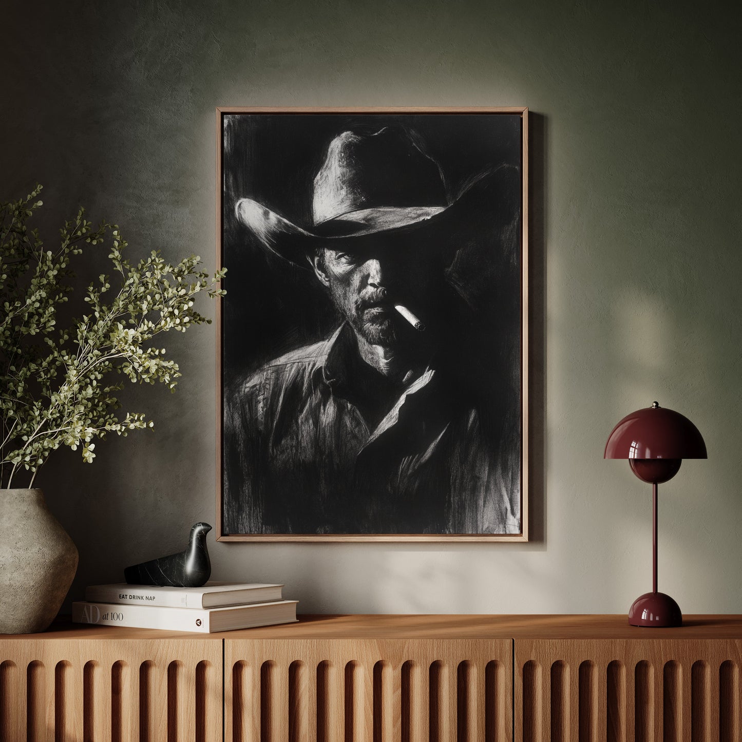 Cowboy de minuit dans l'ombre du fusain