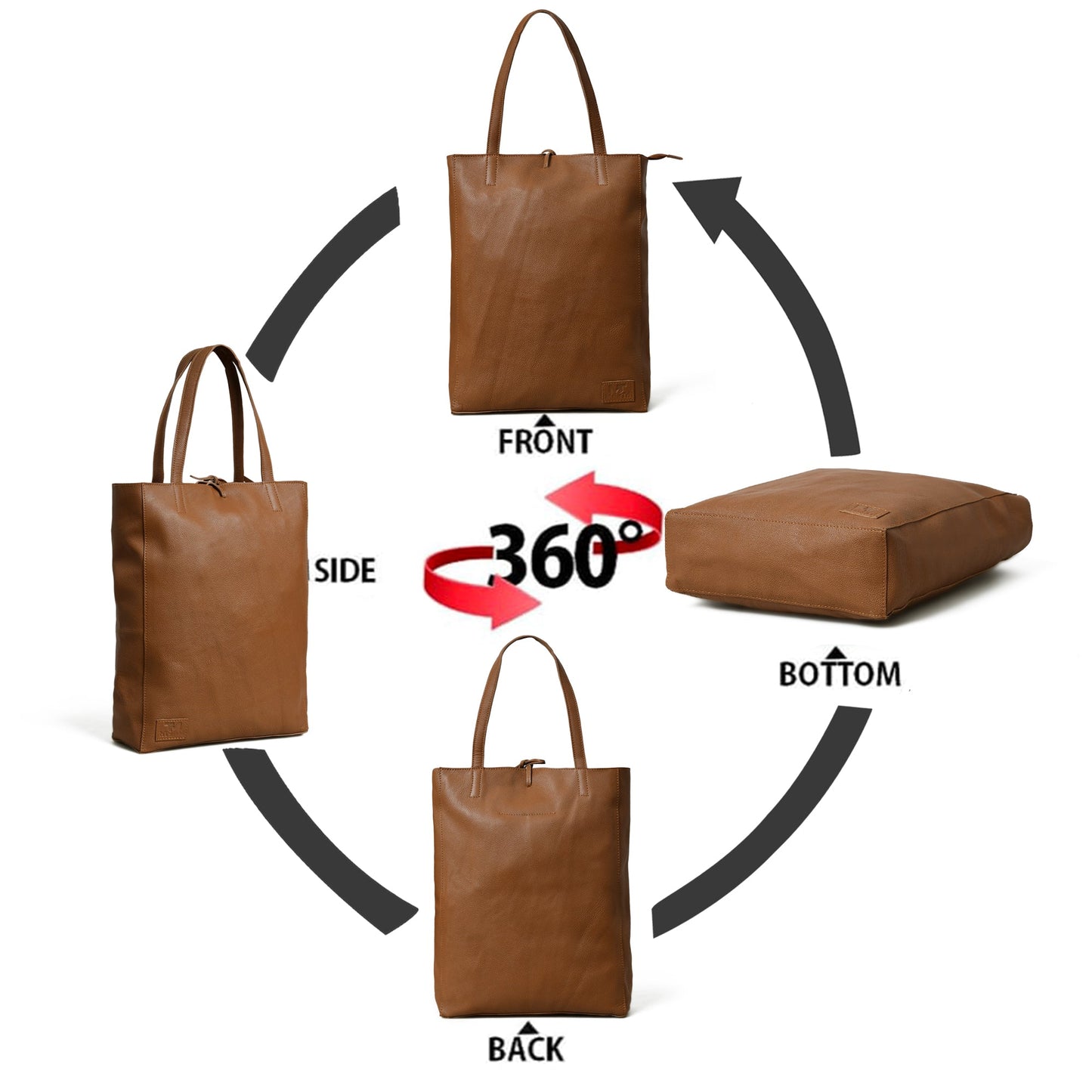Sac cabas en cuir Café Chic pour femmes