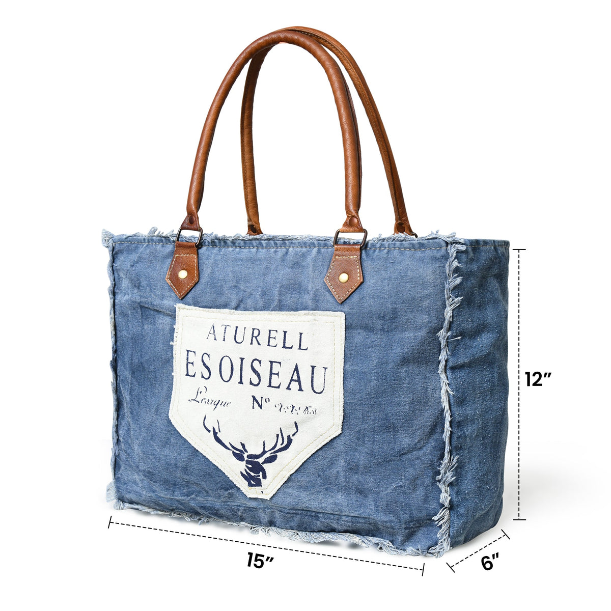 Sac à bandoulière en toile denim style bohème chic