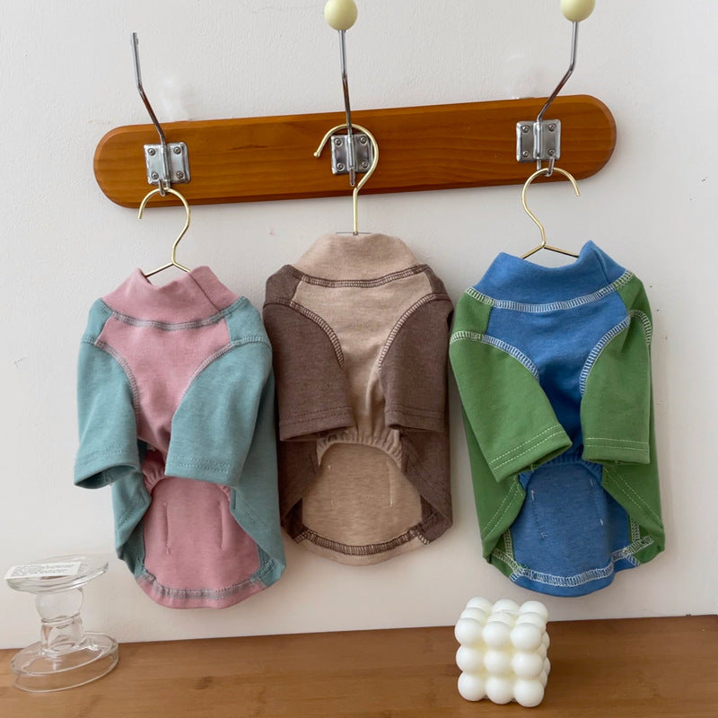 Contrast Color Sleeve Cotton Base Shirt Pet