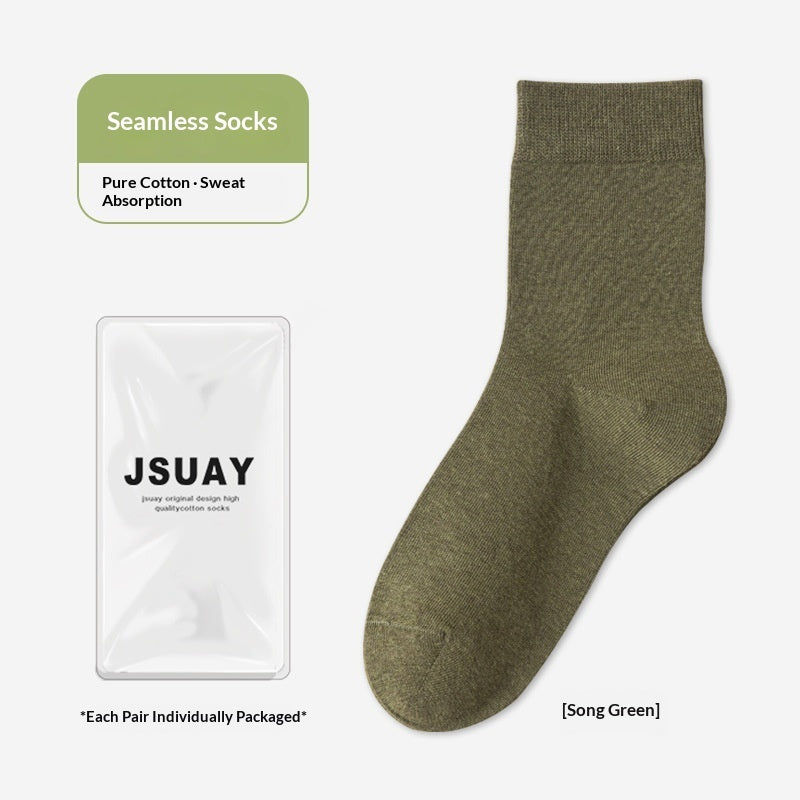 Men's Cotton Sweat-Absorbent Deodorizing And Antibacterial Mid-Calf Socks
