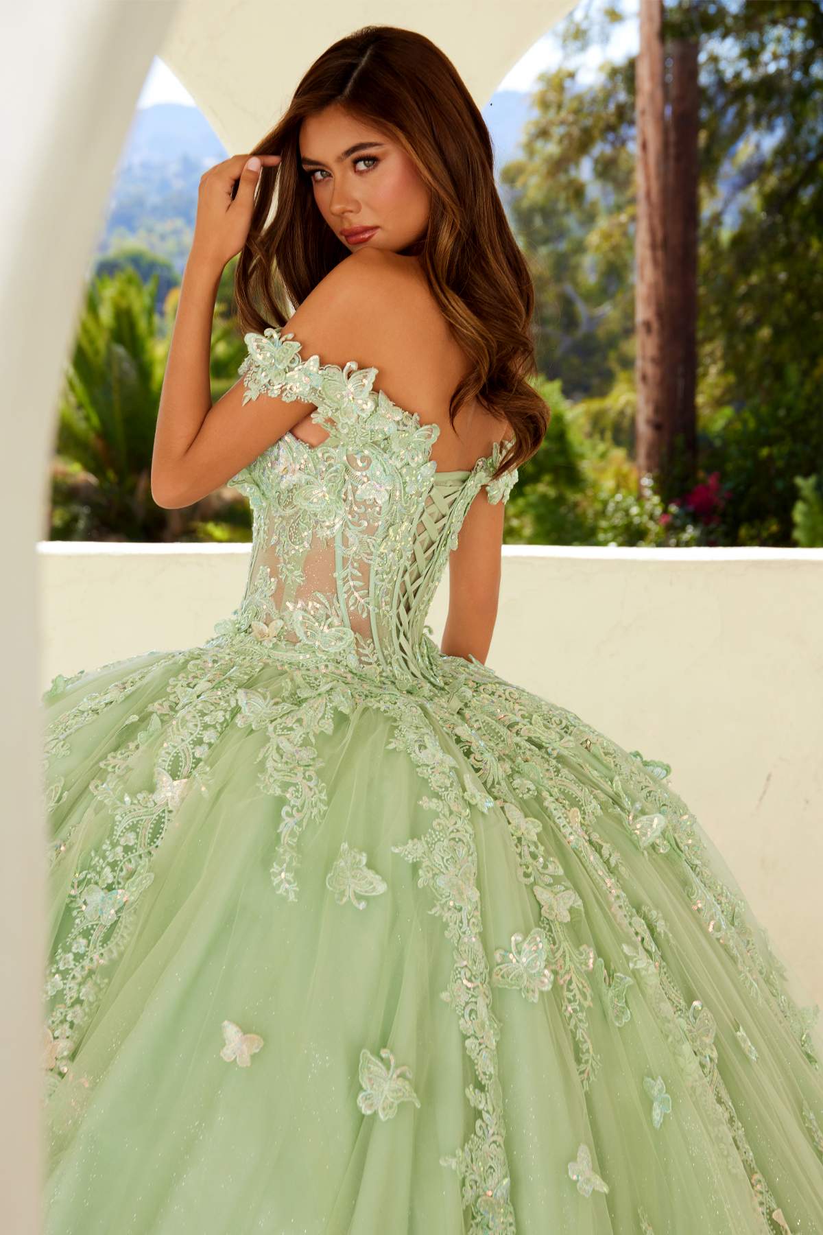 Juliet JT1485J Off the Shoulder Cinderella Quinceanera Ball Gown