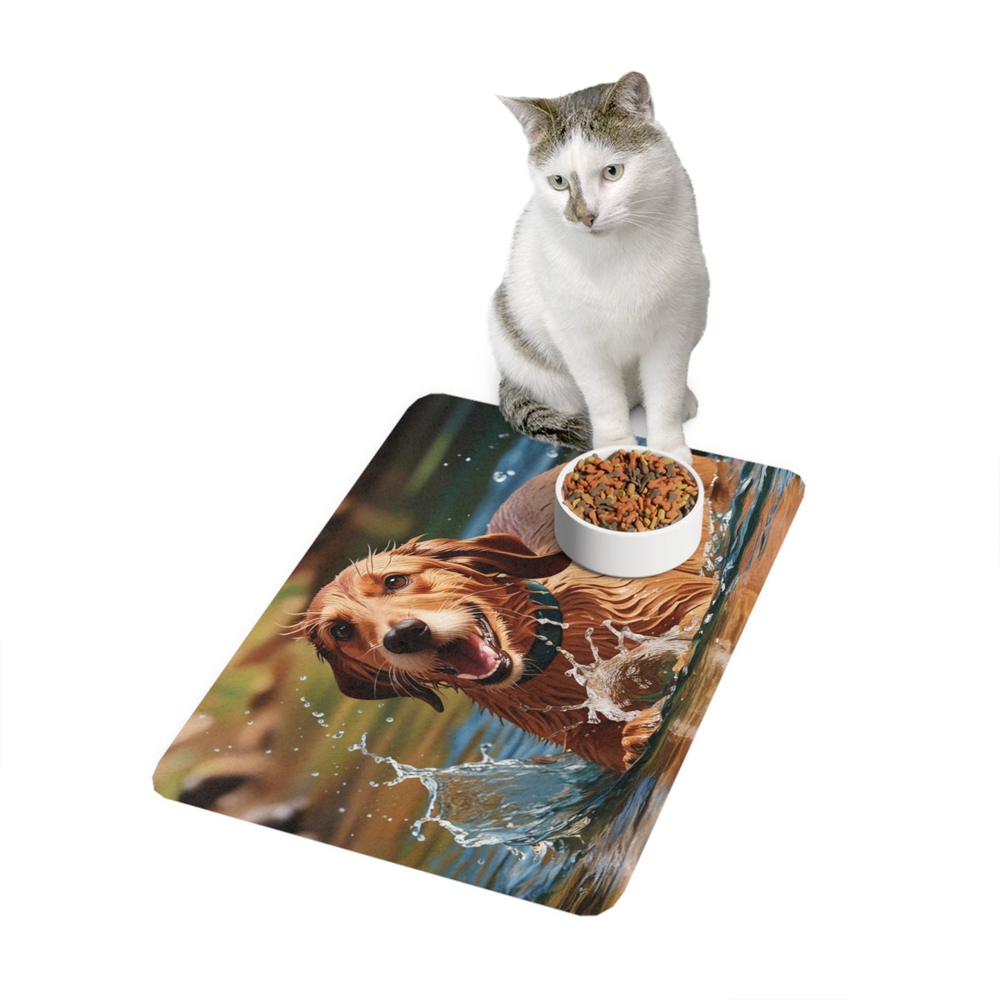 Tapis antidérapant pour animaux de compagnie – Tapis d'alimentation étanche pour chiens