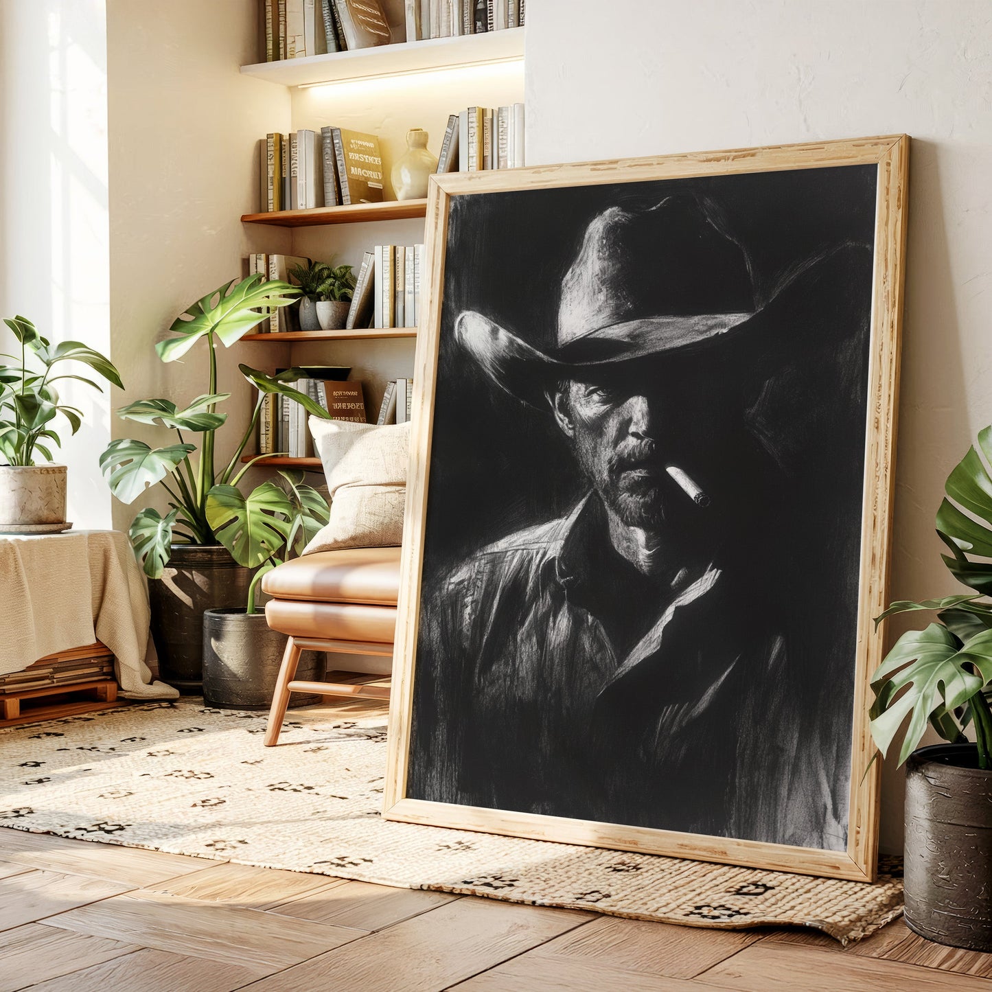 Cowboy de minuit dans l'ombre du fusain