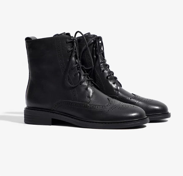 British-style Lace-up Vintage French-style Ankle Boots