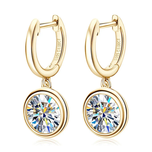 14K Gold Moissanit Creolen Ohrringe 1,3CT D VVS1 925 Sterling Silber