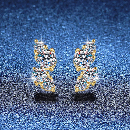 14K vergoldete 925er Silber 2ct D Moissanit Ohrstecker für Damen