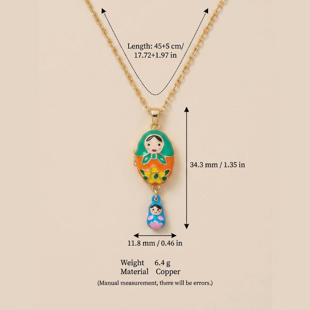 Colorful Dripped-Oil Egg Tumbler Puppy Pendant Necklace