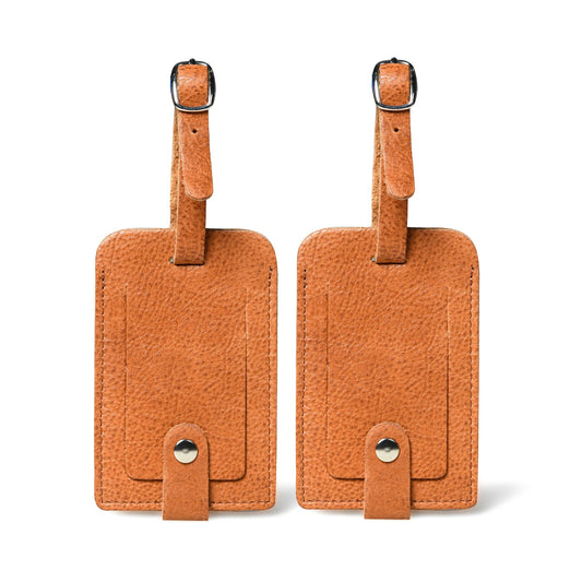 Lot d'étiquettes de bagage en cuir tanné