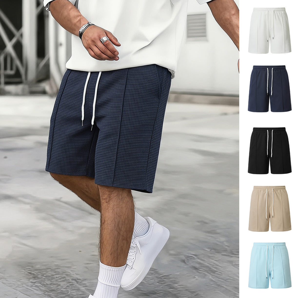 Mens Drawstring Loose-fit Athletic Shorts