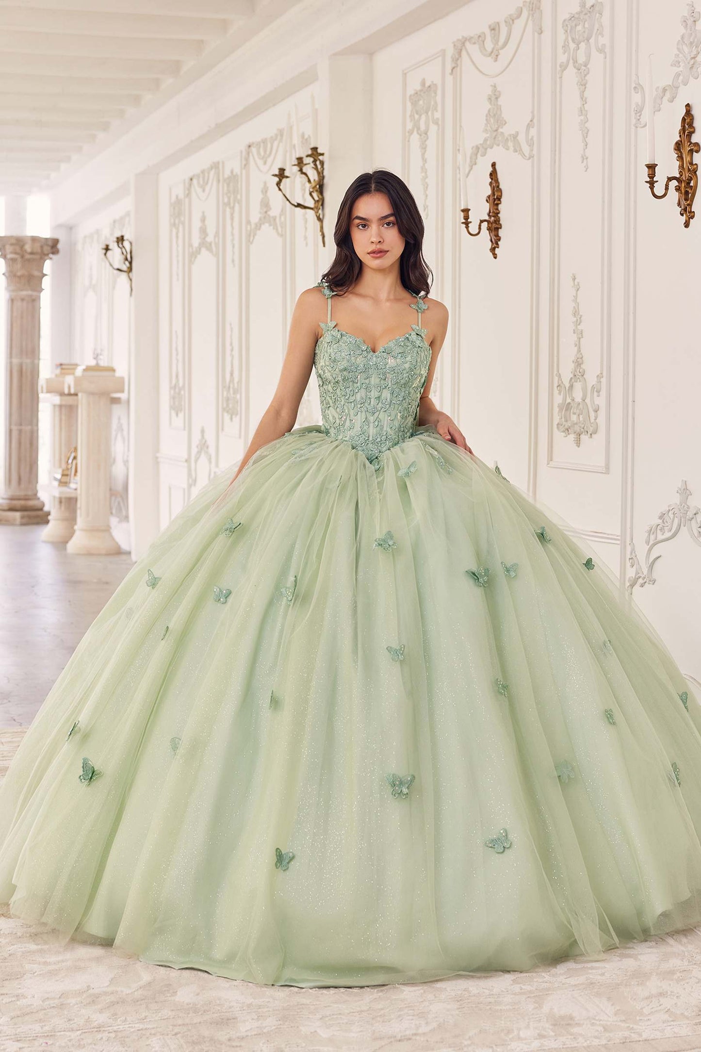 Ladivine 15718 Long Princess Layered Tulle 3D Applique Ball Gown