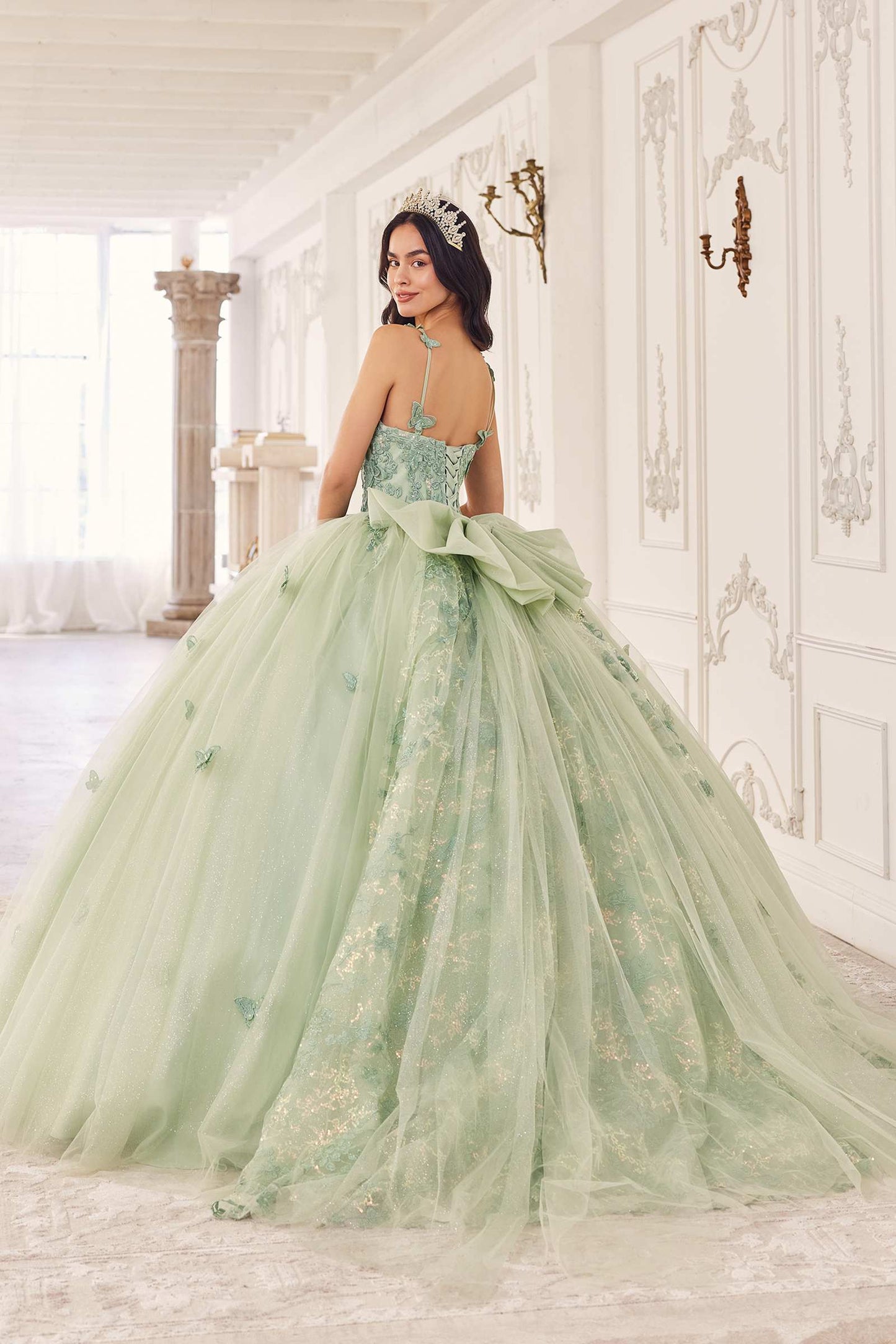 Ladivine 15718 Long Princess Layered Tulle 3D Applique Ball Gown
