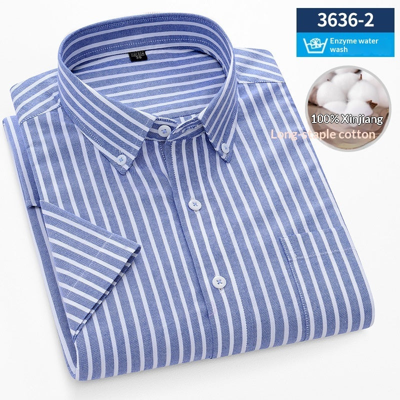 Mens Short-Sleeve Pure Cotton Oxford Shirt