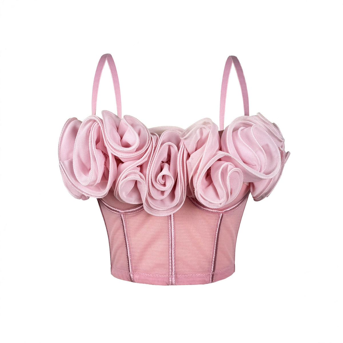 New Three-Dimensional Flower Fishbone Bra Pure Desire Tube Top Mesh Breathable Inner Fishbone Top Sexy Suspender Belt