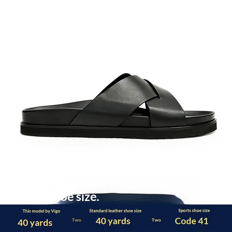 Men's Summer Breathable Cross-style Casual Fashionable Open-toe Slippers