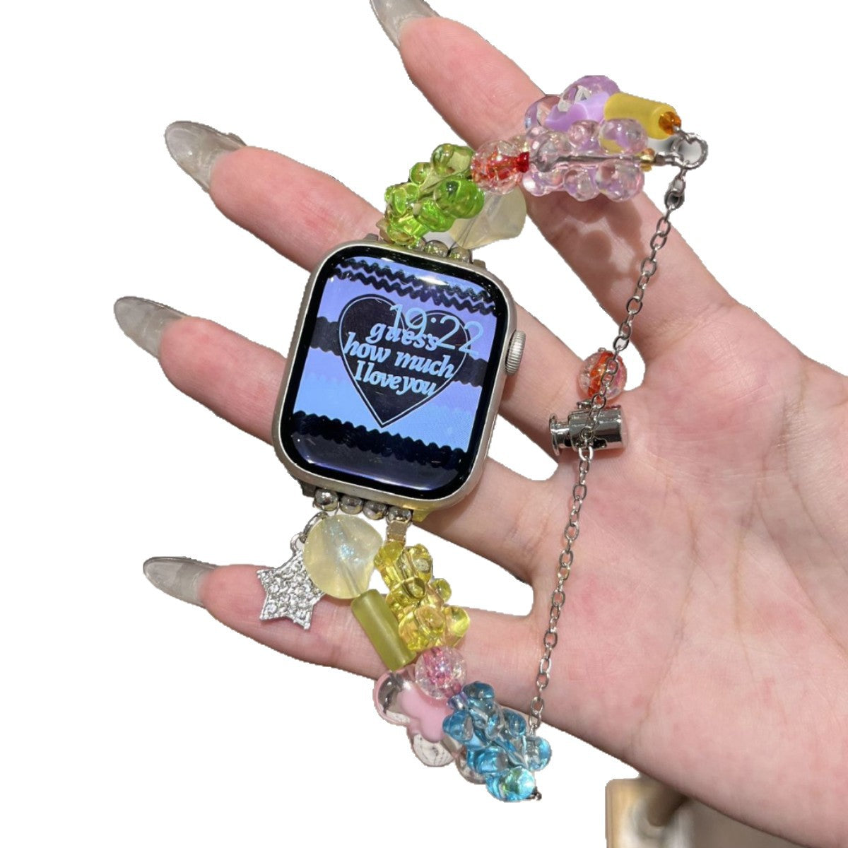 Colorful Gummy Bear Beaded Watch Band Compatible With IWatch Series  Soft Silicone Strap