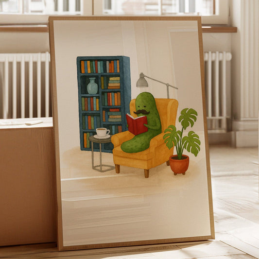 Gentleman Pickle liest zu Hause