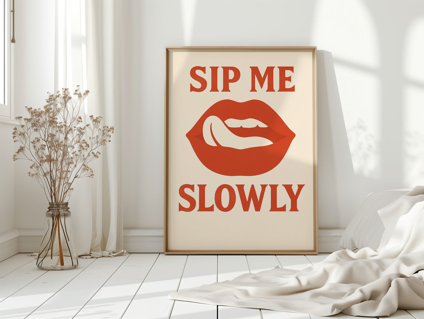 Sip Me Slowly Retro Lips Print