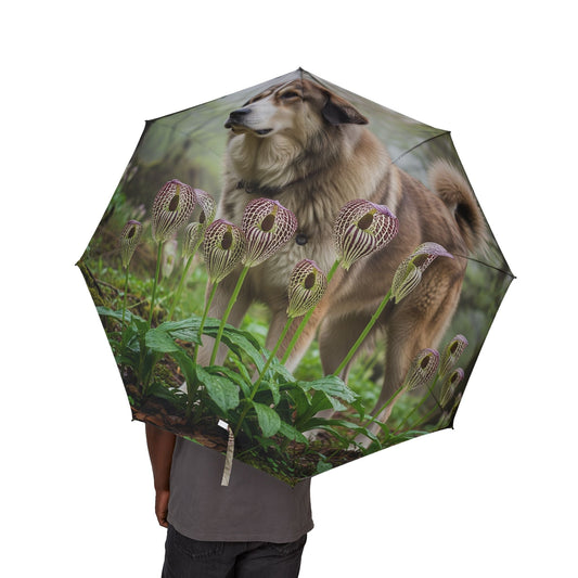 48" Halbautomatischer Regenschirm – Winddichter großer Reise-Regenschirm