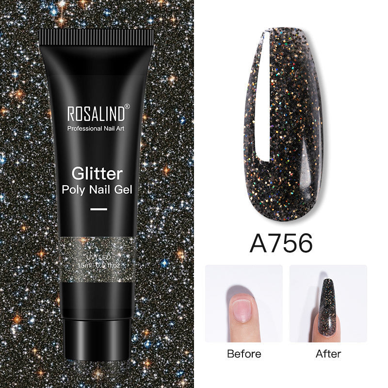 Glitter Poly Nail Extension Gel 15ml - Semi-Permanent Soak-Off