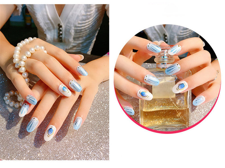 Shell Nail Sticker 3D Bronzing 20 Nail Stickers Double Row Nail Sticker