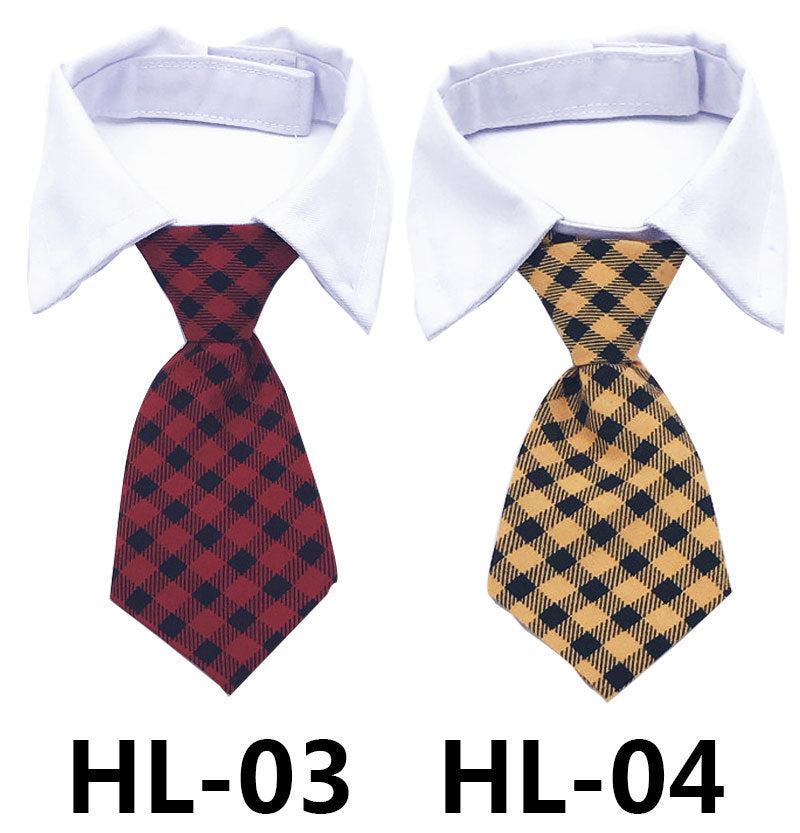 Pet Tie Print Cat And Dog Accessories Solid Color Striped Check Tie