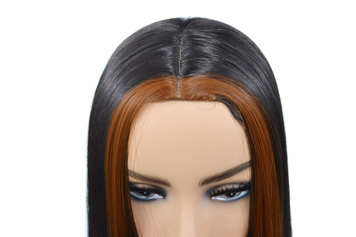 Highlight 1B/27 Straight Front Lace Wig Real Hair