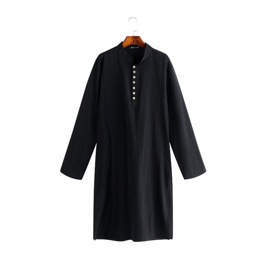 Arabic Style Simple Long Men's Shirt Muslim Robe