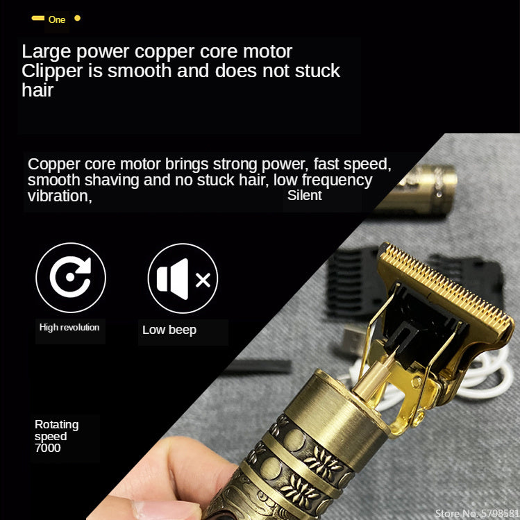 Retro T9 Electric Hair Clipper with LCD Display and USB Charging