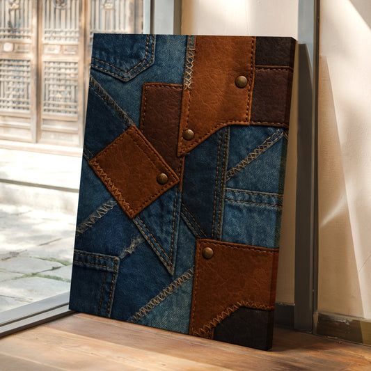 Imprimé denim et cuir patchwork style western