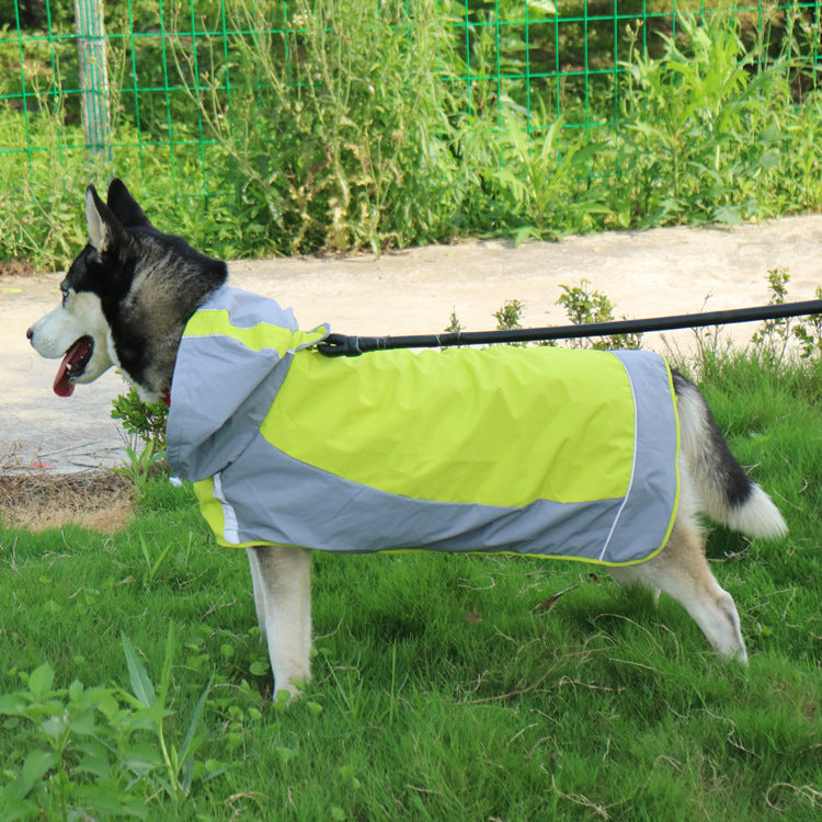 Color Block Cloak Big Dog Raincoat Outdoor Breathable Dog Jacket