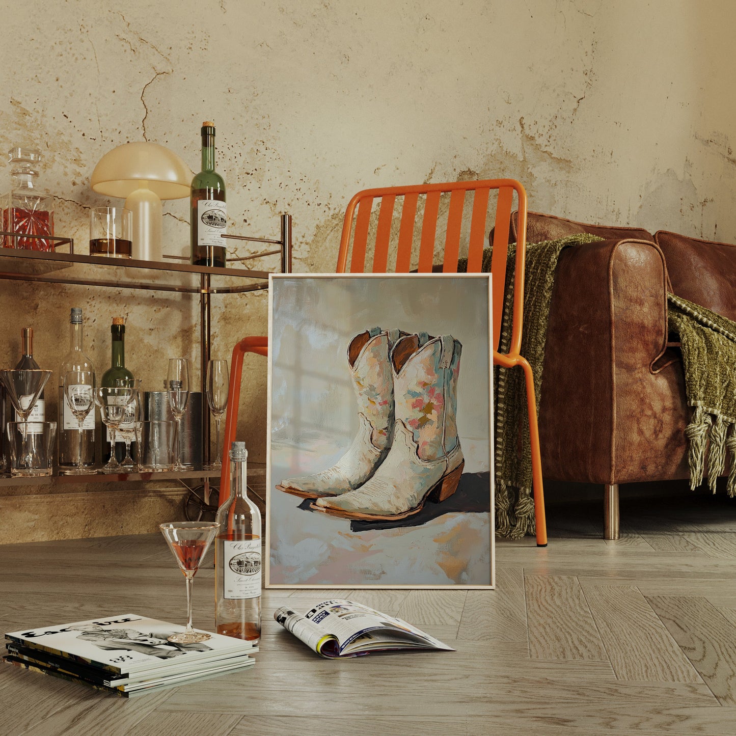 Bemalte Sohlen: Florale Cowboystiefel