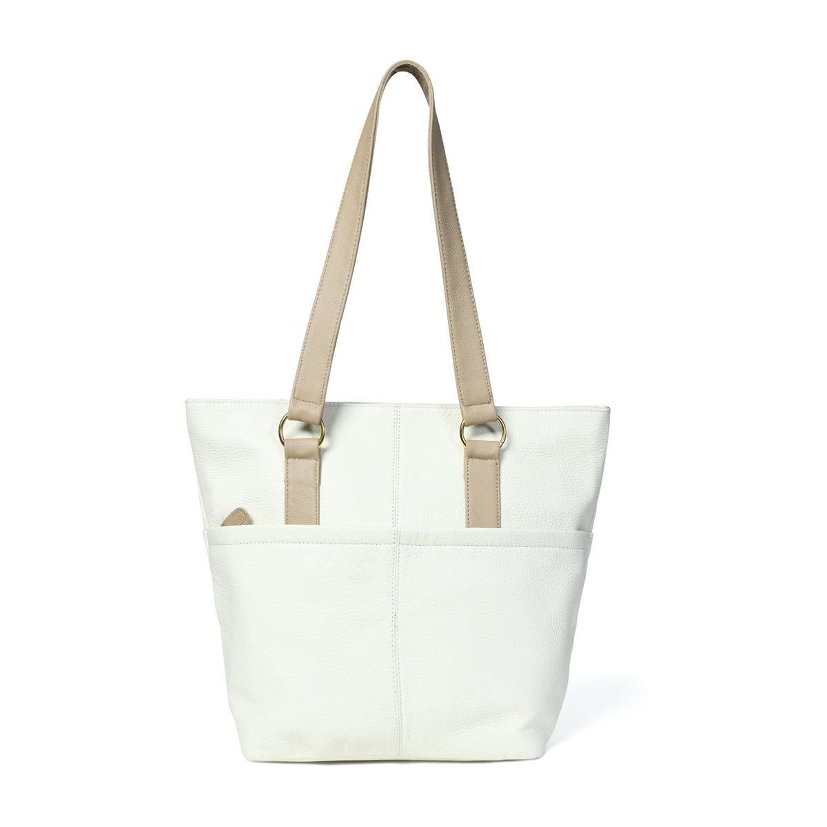 Die elfenbeinfarbene Ledertasche