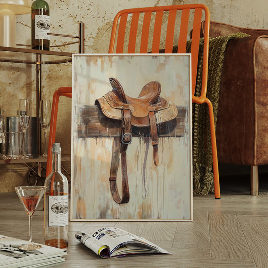 Weathered Rest: Western Saddle Still Life