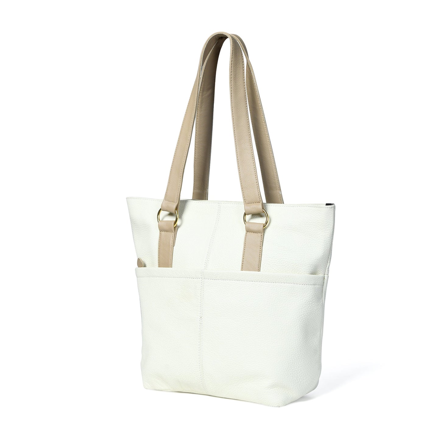 Die elfenbeinfarbene Ledertasche