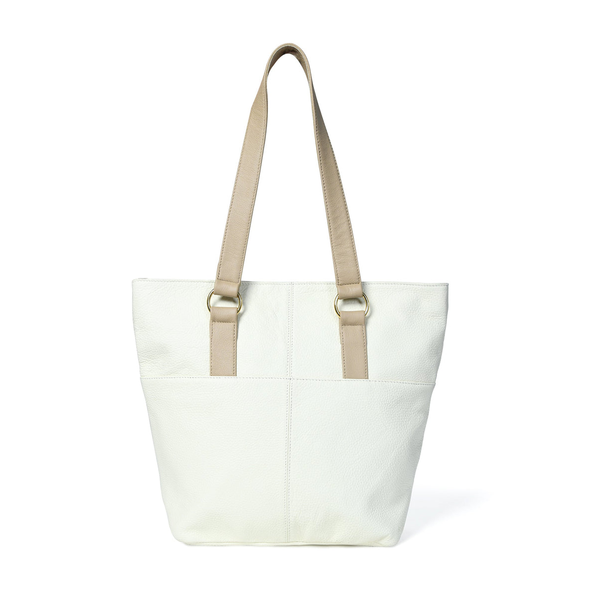 Die elfenbeinfarbene Ledertasche