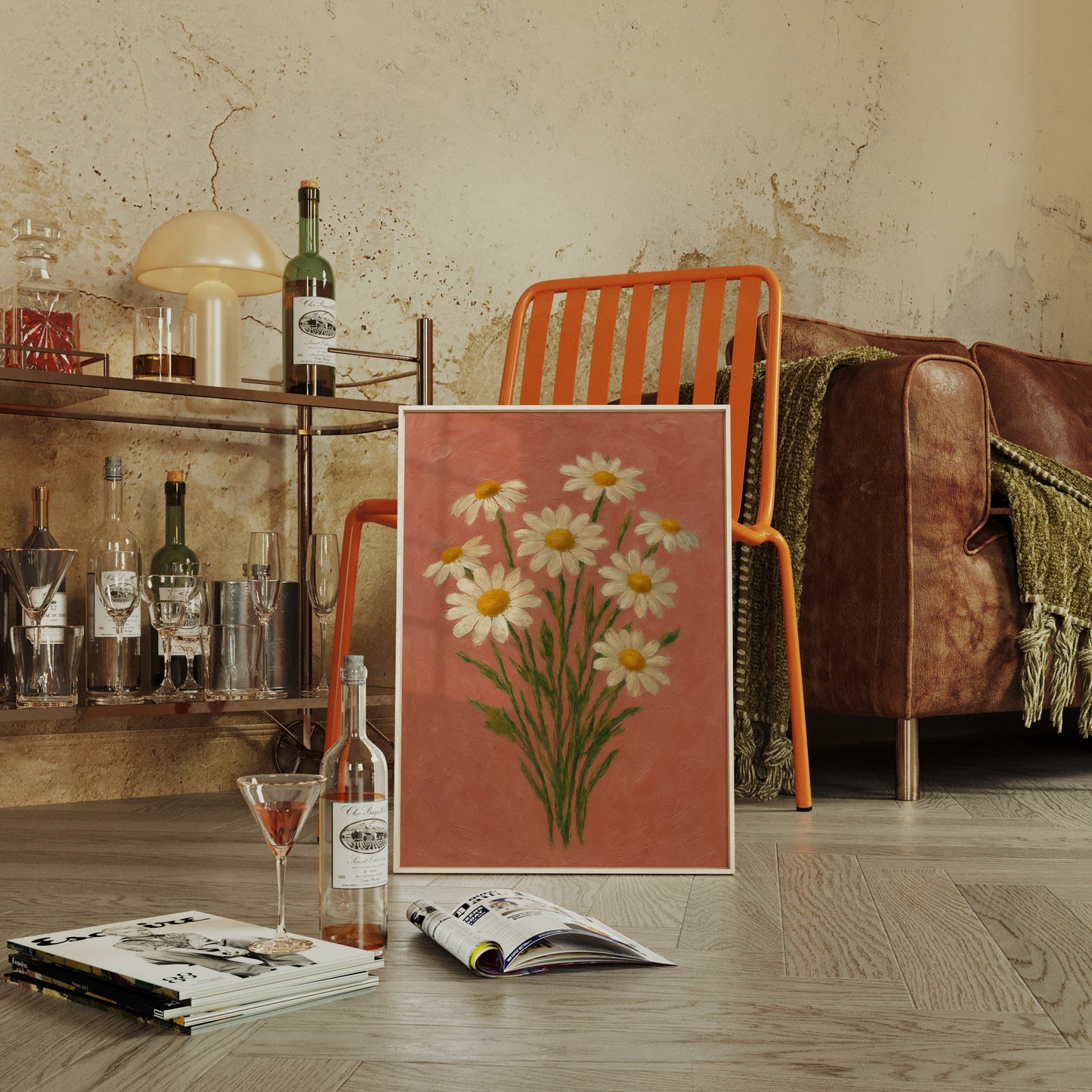 Wild Daisies on Blush Canvas