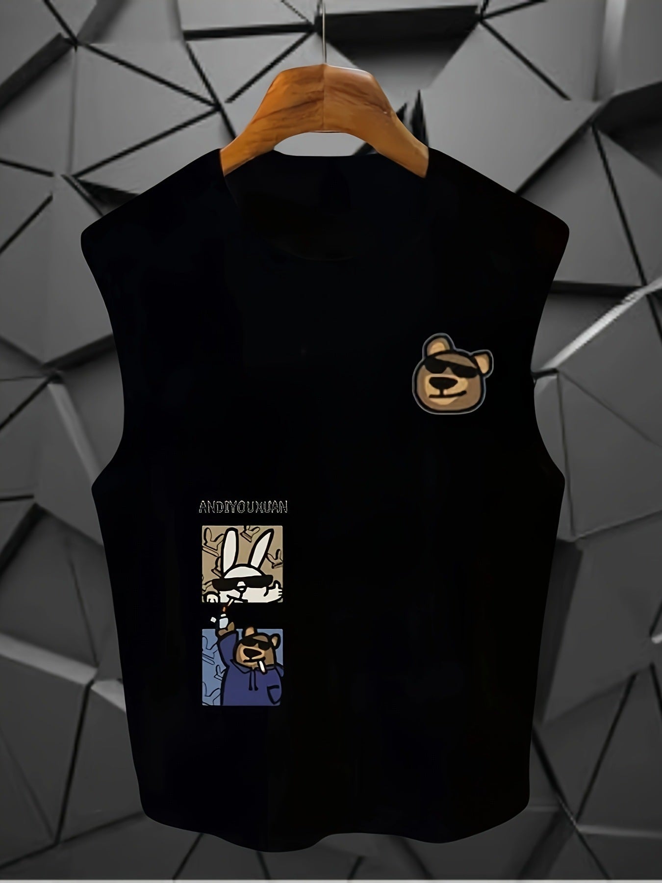 Fashionable Mens Sleeveless Printed Top
