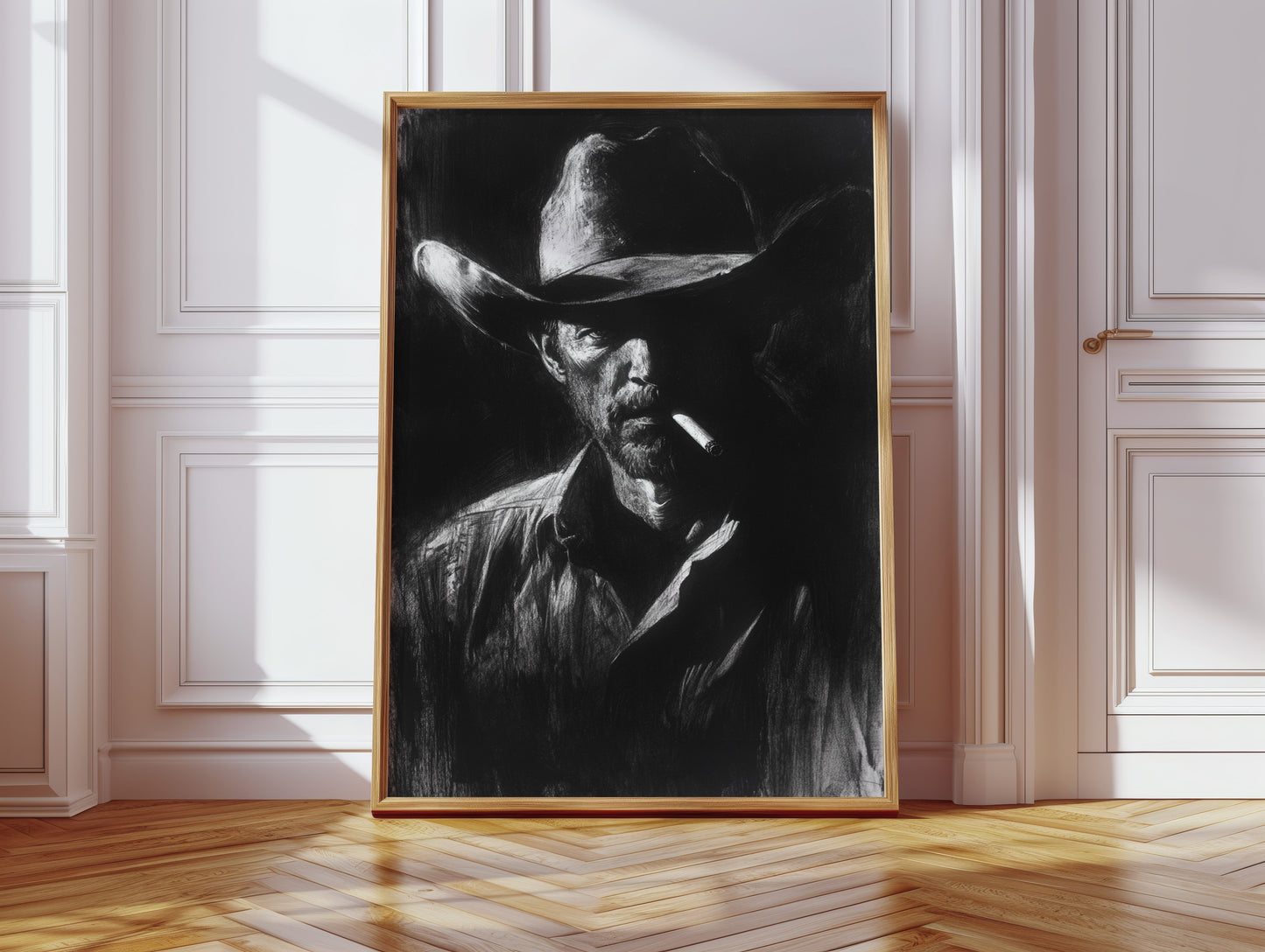 Cowboy de minuit dans l'ombre du fusain
