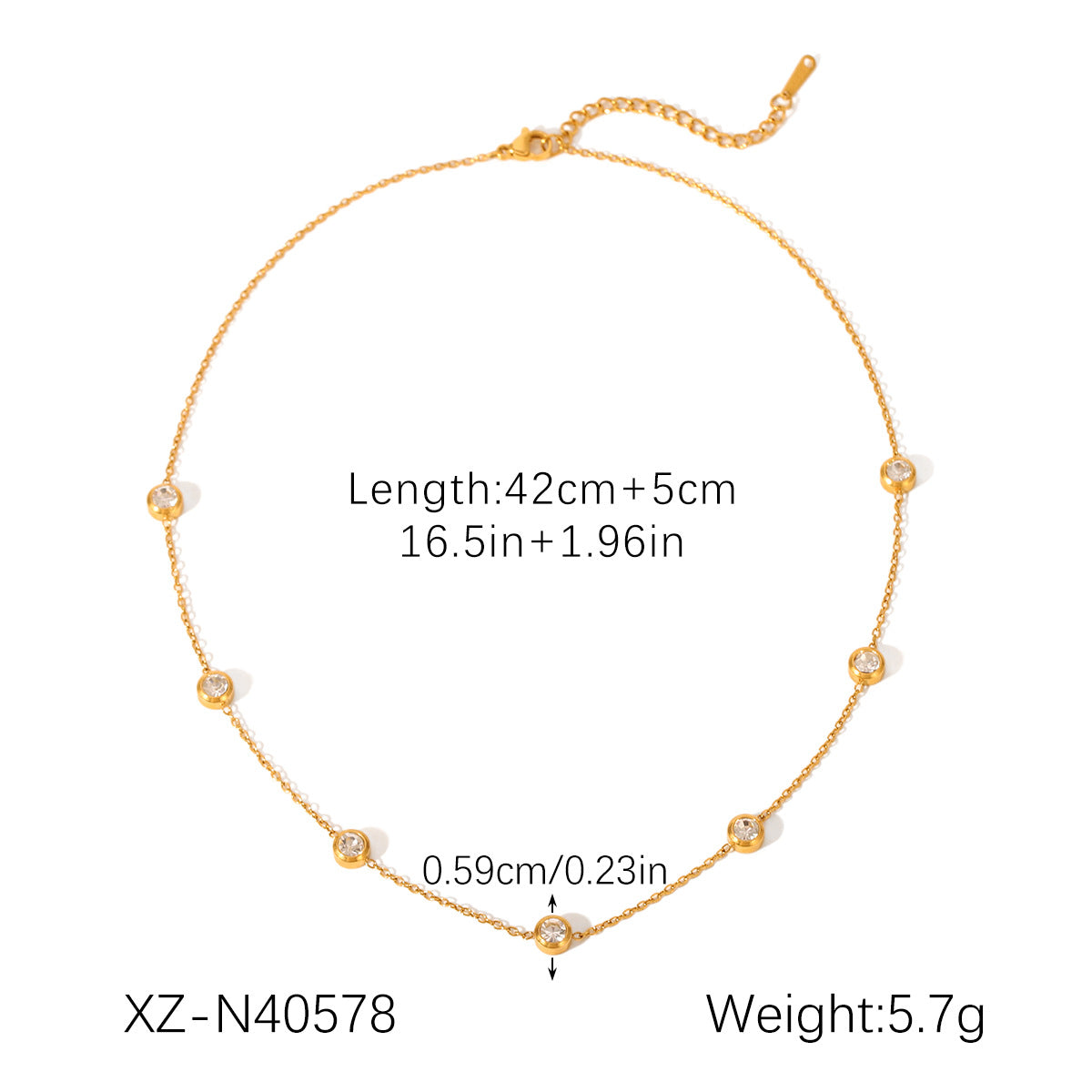 18K Gold stainless Steel Zircon Necklace For Women European And American Style
