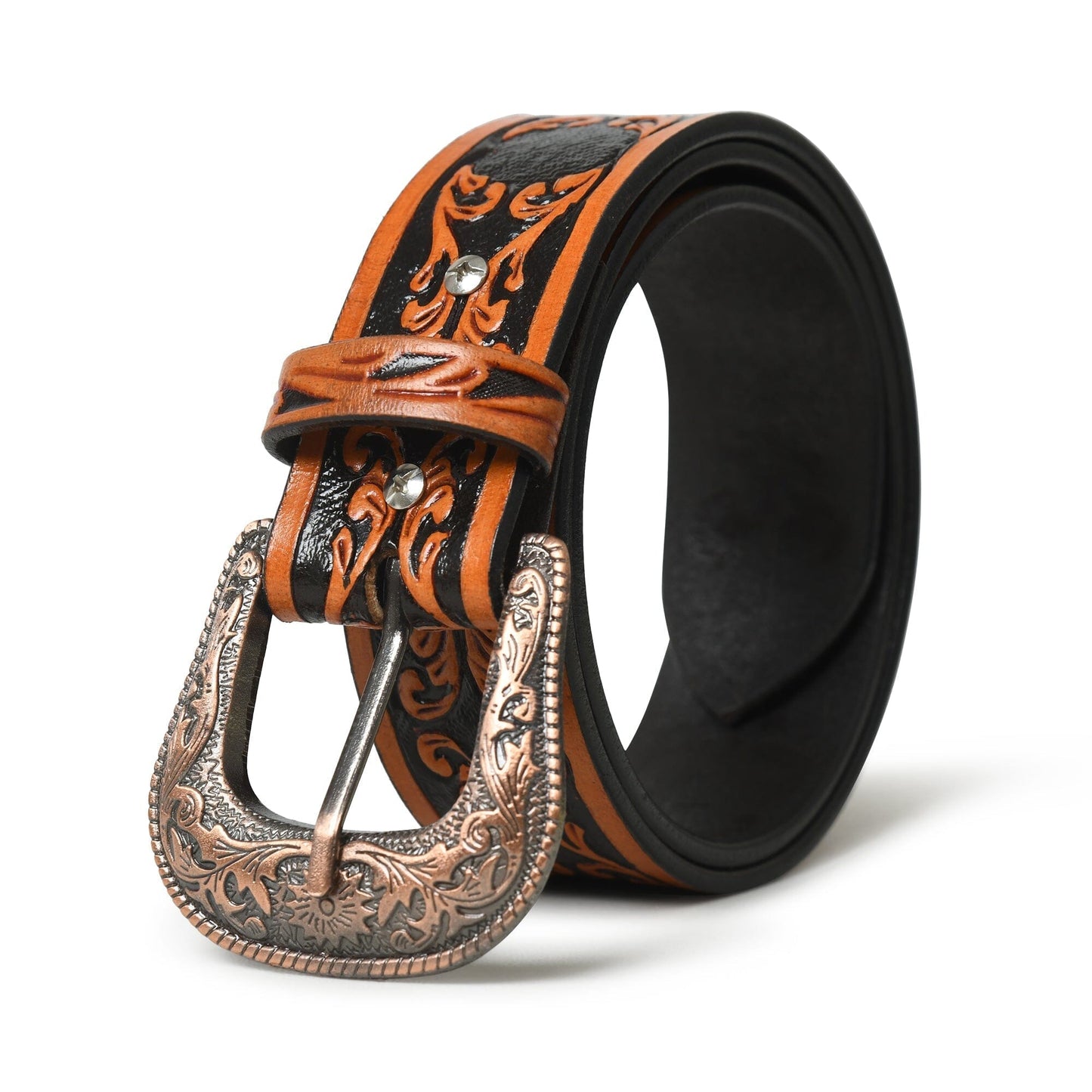 Ceinture en cuir de cowboy - Noir et marron