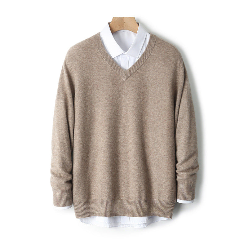 V-neck Cashmere Sweater Loose Fit Extra Thick