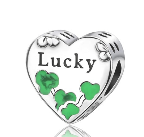 DIY Silver-Plated Pendant Charming Heart Lucky Bracelet Beaded Necklace