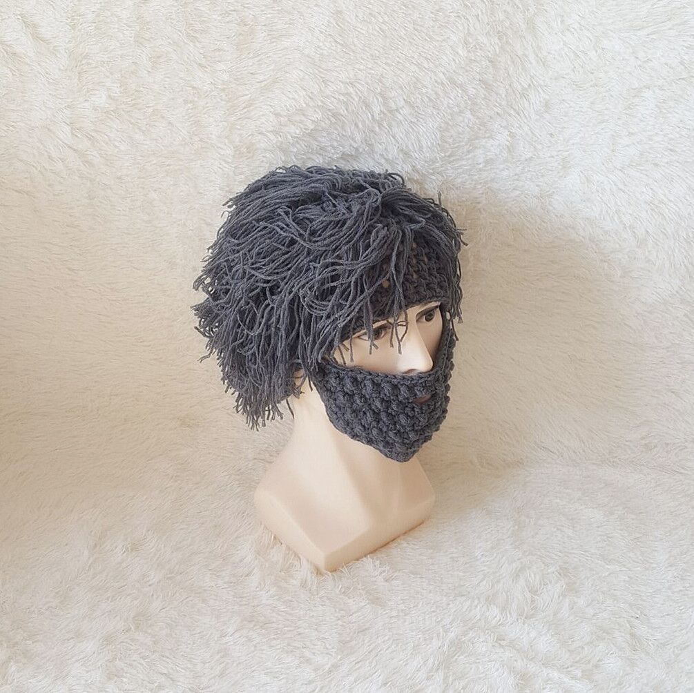 Creative Knitted Ski Hat With A Wig Beard