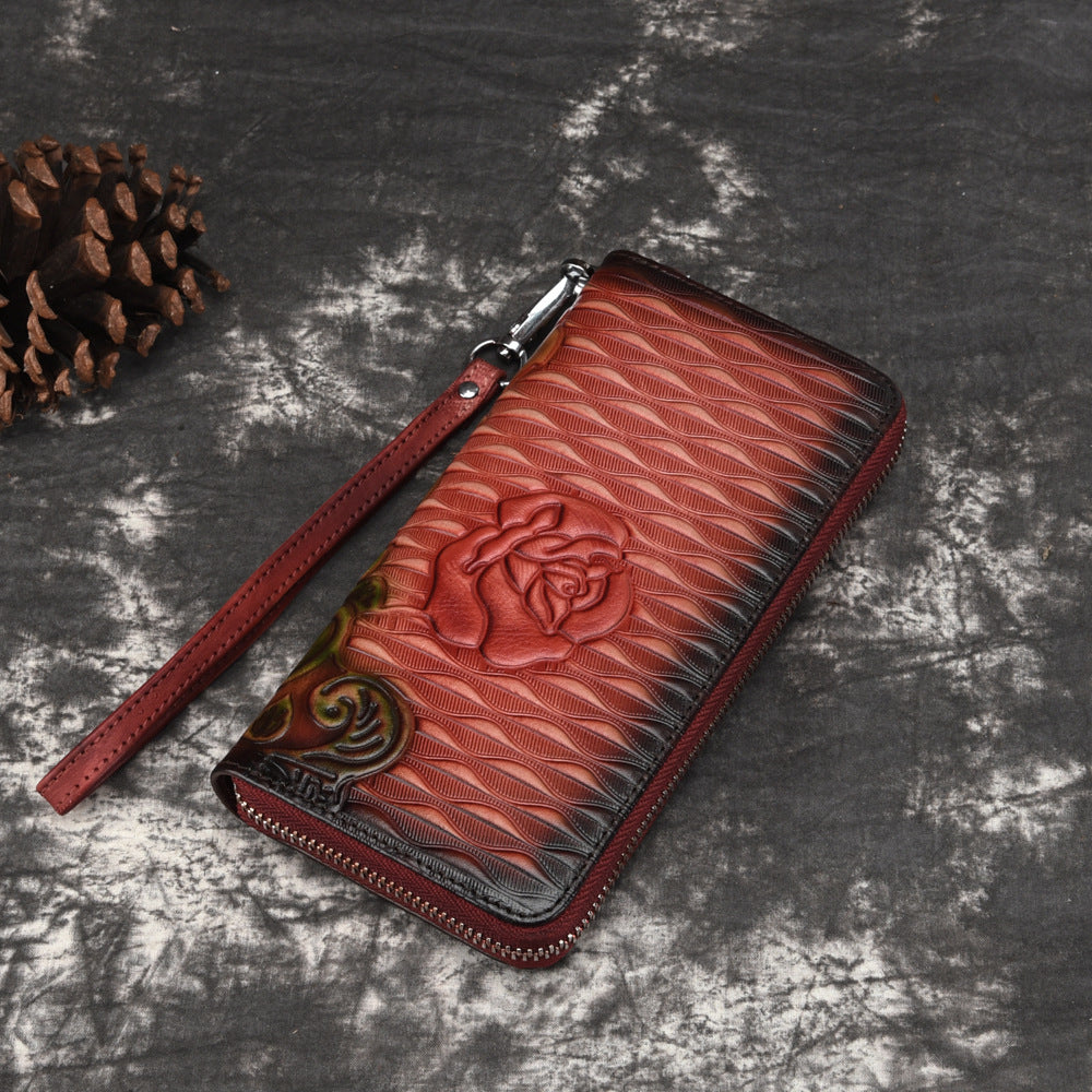 Retro Distressed Zip-around Wallet Hand-distressed For A Classic Lookpractical And Convenient