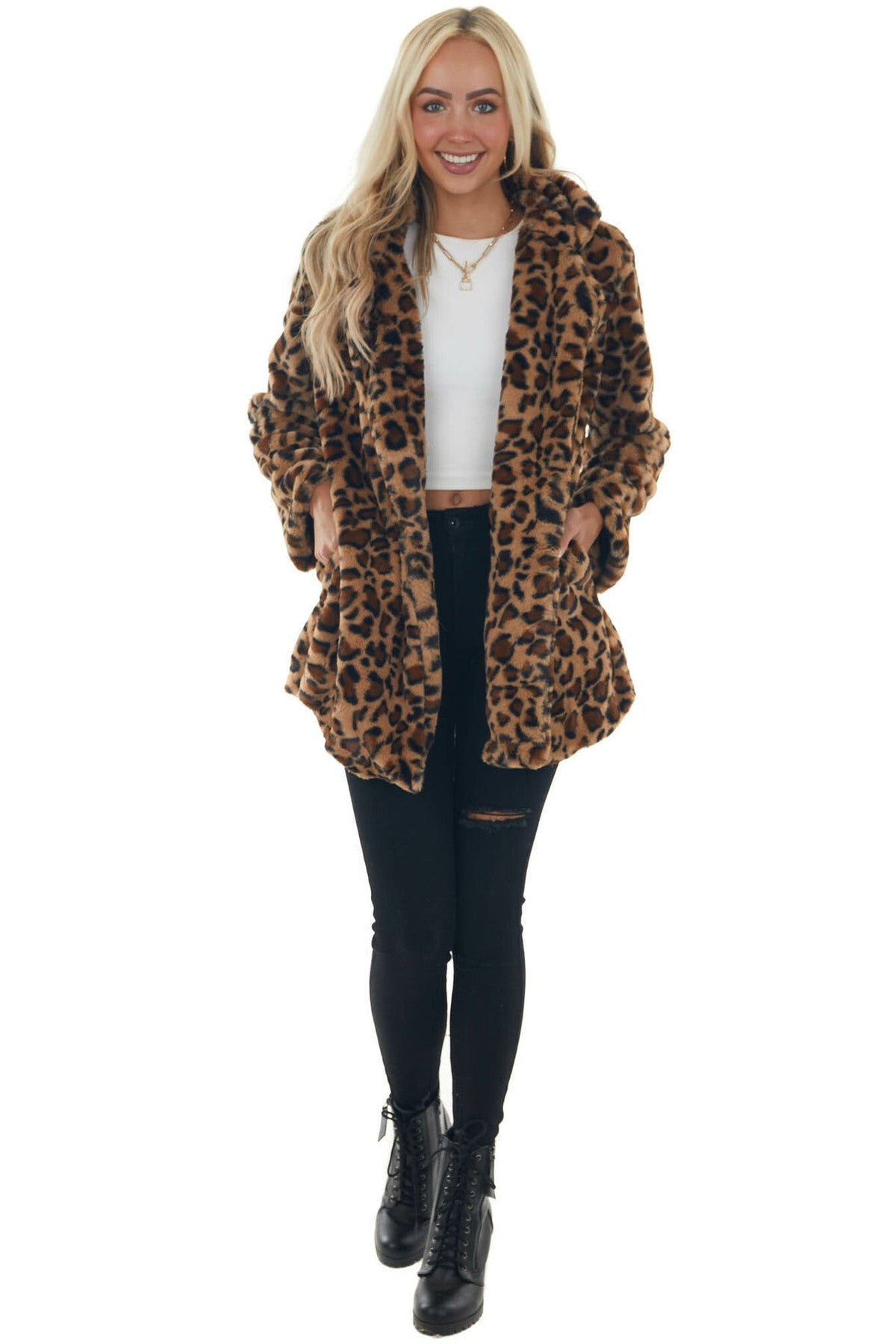Rabbit Fur Leopard Print Mid-length Clothing Fashionable Jacket