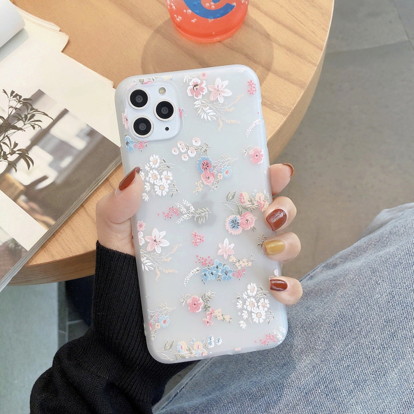 Frosted Transparent Creative Flower Phone Case