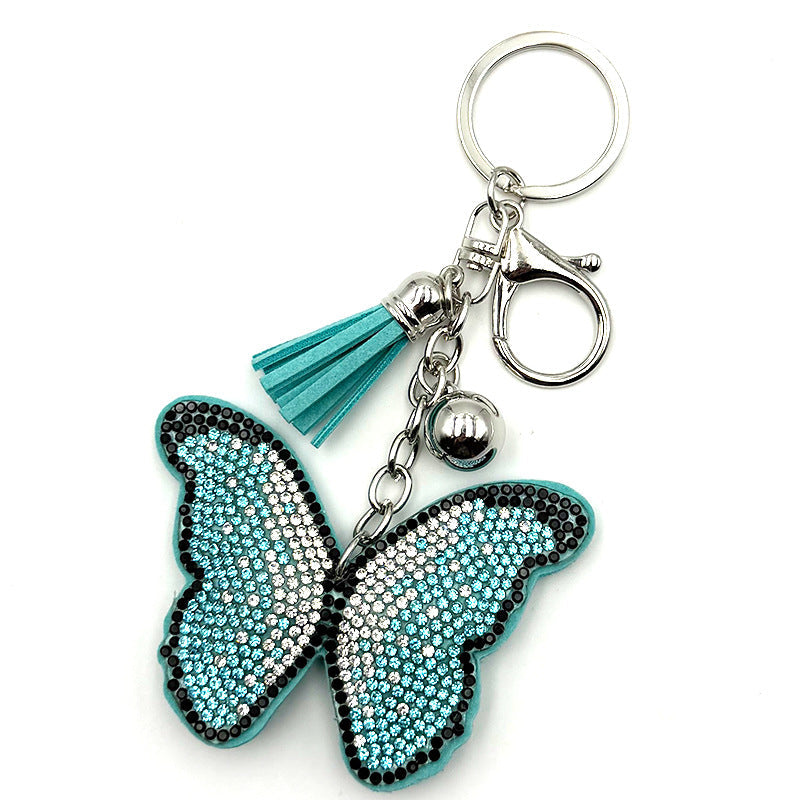 Diamond-Encrusted Butterfly Keychain Fashionable Tassel Bag Charm