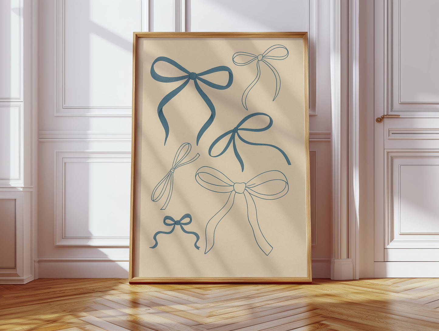 Whimsical Blue Bows Minimalist Print