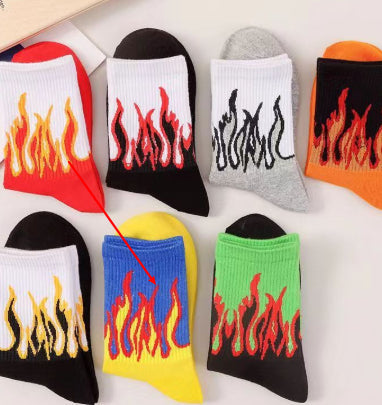 Best-selling Street-style Influencer Fashion Brand Flame-patterned Mid-calf Socks